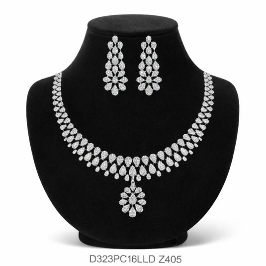 Premium AAA Grade Cubic Zircon/American Diamond Set - Necklace & Earrings