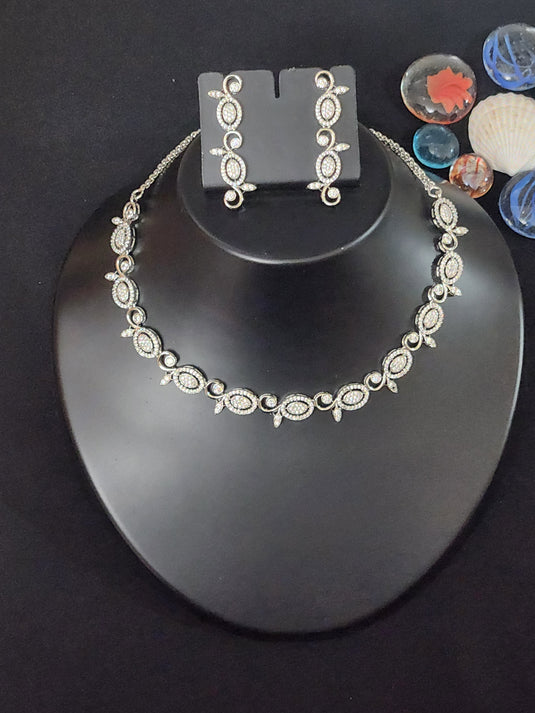 Premium AAA Grade Cubic Zircon / American Diamond Sets - Necklace & Earrings