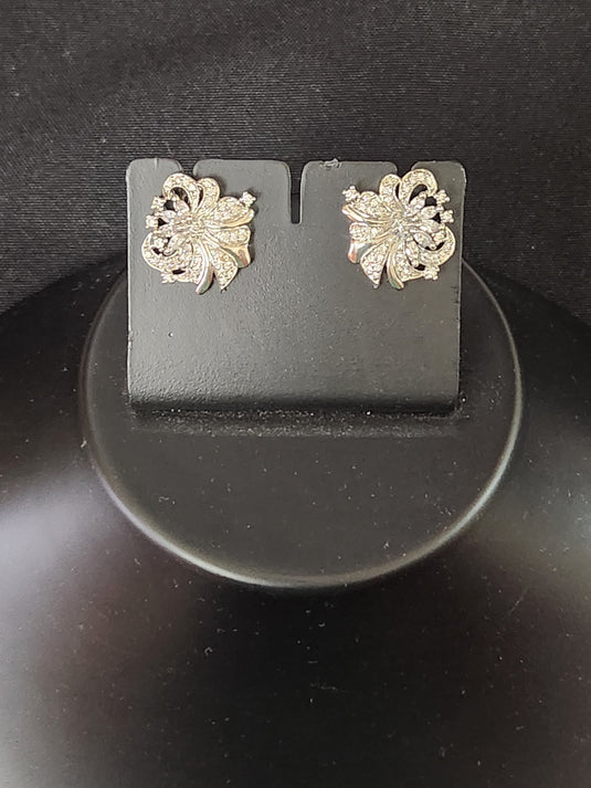 Luxury Premium Quality AD Collection Cubic Zircon Stud Earrings - Blue, Red, Green & Plain Zircon