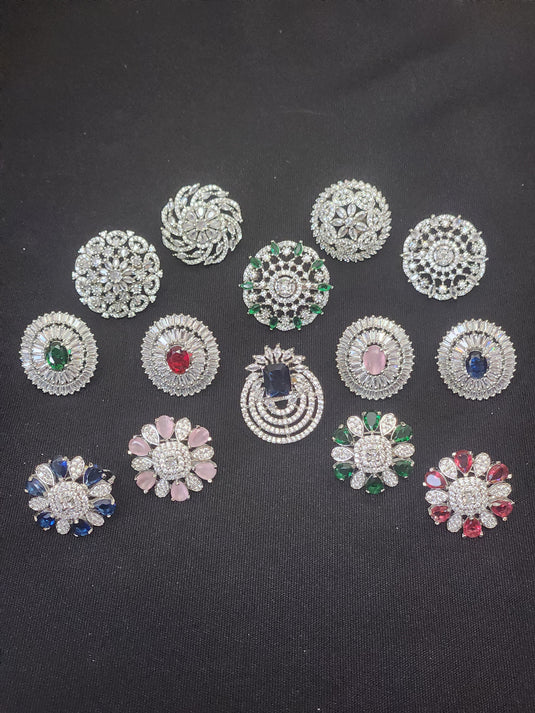 Premium AAA Grade Cubic Zircon/American Diamond - Finger Ring Black, Blue, Red, Green, Purple, Pink & Plain Zircon