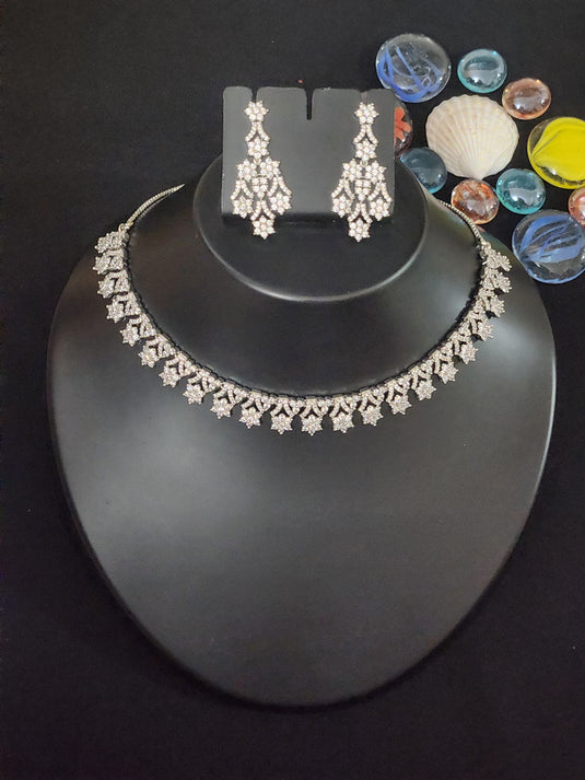 Premium AAA Grade Cubic Zircon / American Diamond Sets - Necklace & Earrings