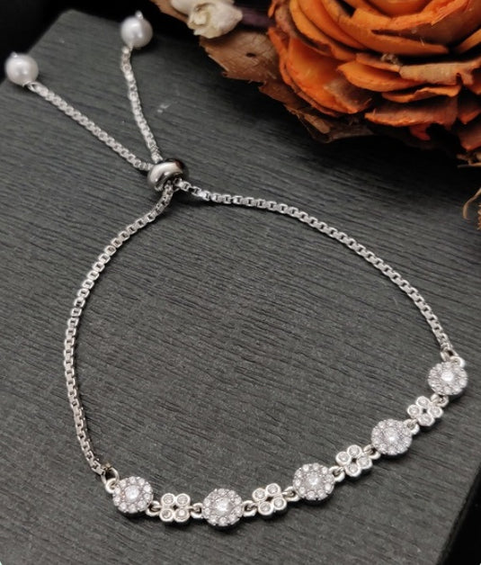 Premium AAA Grade Cubic Zircon / American Diamond Bolo Bracelet