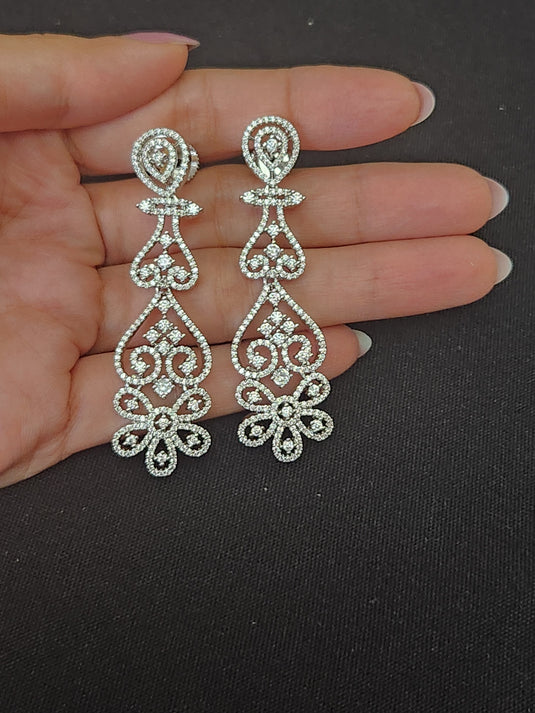 Luxury Premium Quality AD Collection Cubic Zircon Chandelier Drop Earrings