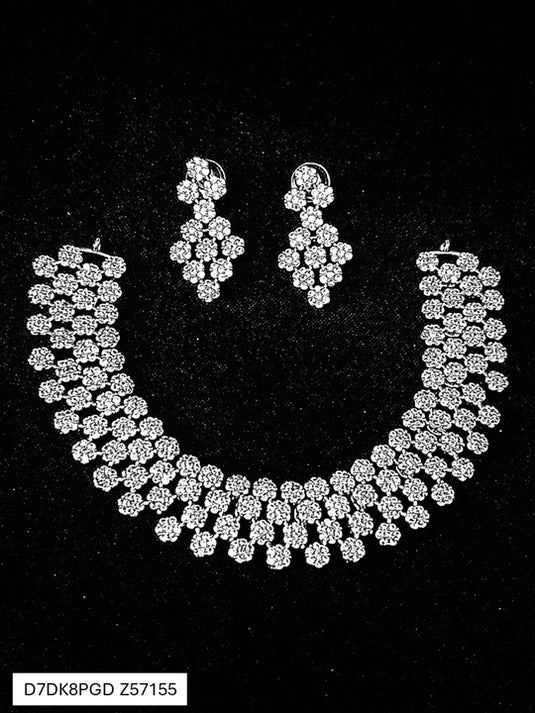 Premium AAA Grade Cubic Zircon / American Diamond Sets - Necklace & Earrings