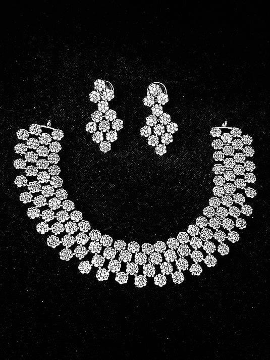 Premium AAA Grade Cubic Zircon / American Diamond Sets - Necklace & Earrings