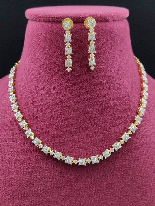 Premium AAA Grade Cubic Zircon/American Diamond Sets - Necklace & Earrings