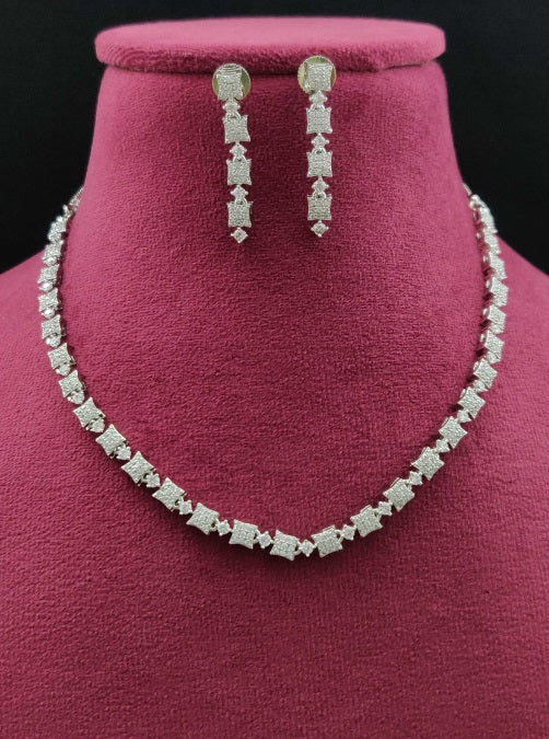 Premium AAA Grade Cubic Zircon/American Diamond Sets - Necklace & Earrings