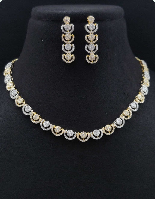 Premium AAA Grade Cubic Zircon/American Diamond Set - Necklace & Earrings