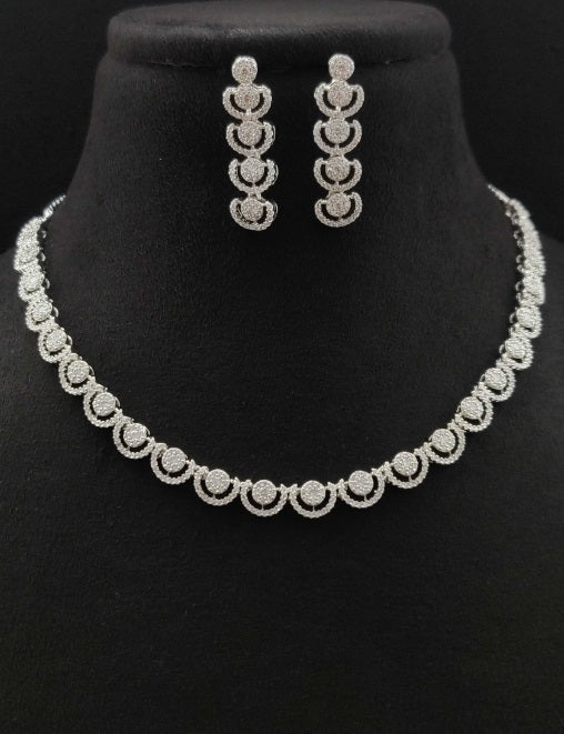 Premium AAA Grade Cubic Zircon/American Diamond Set - Necklace & Earrings