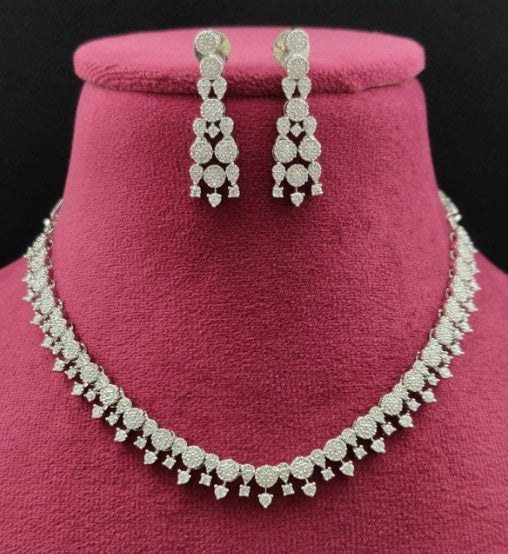 Premium AAA Grade Cubic Zircon/American Diamond Set - Necklace & Earrings