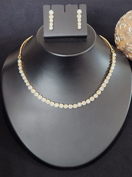 Premium AAA Grade Cubic Zircon / American Diamond Sets - Necklace & Earrings