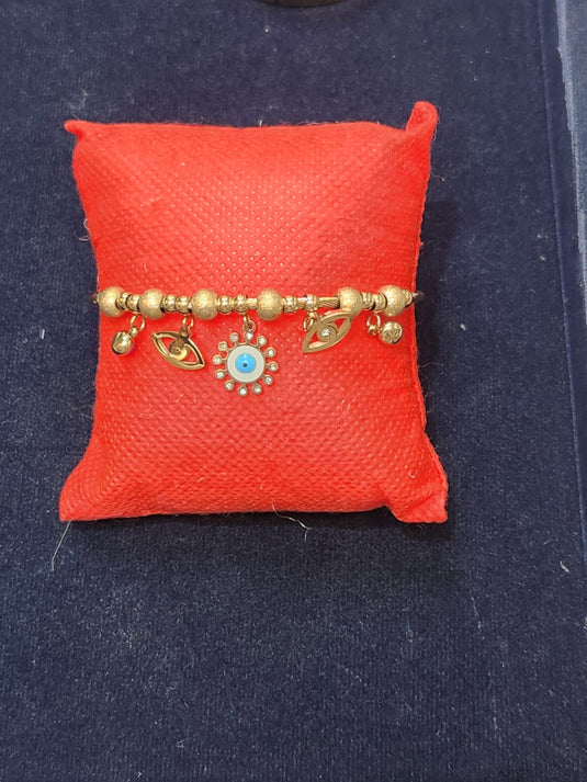 Classic Stainless Steel Crystal Cuff Bangle with Designs of Flowers, Clover, Butterfly, Tree of Life & Evil Eye