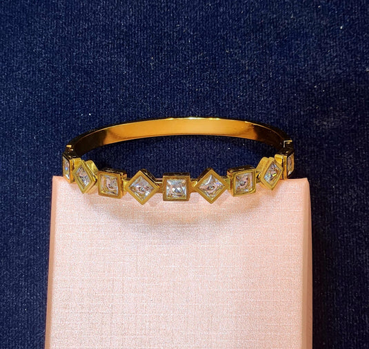 Classic Stainless Steel Crystal Cuff Bangle with Designs of Flowers, Clover, Butterfly, Tree of Life & Evil Eye