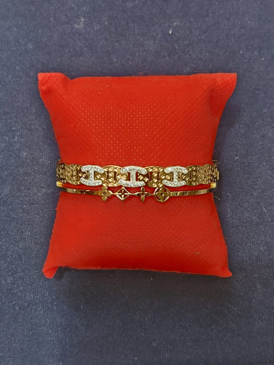 Classic Stainless Steel Crystal Cuff Bangle with Designs of Flowers, Clover, Butterfly, Tree of Life & Evil Eye