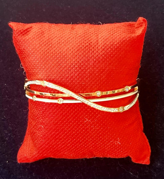 Classic Stainless Steel Crystal Cuff Bangle with Designs of Flowers, Clover, Butterfly, Tree of Life & Evil Eye