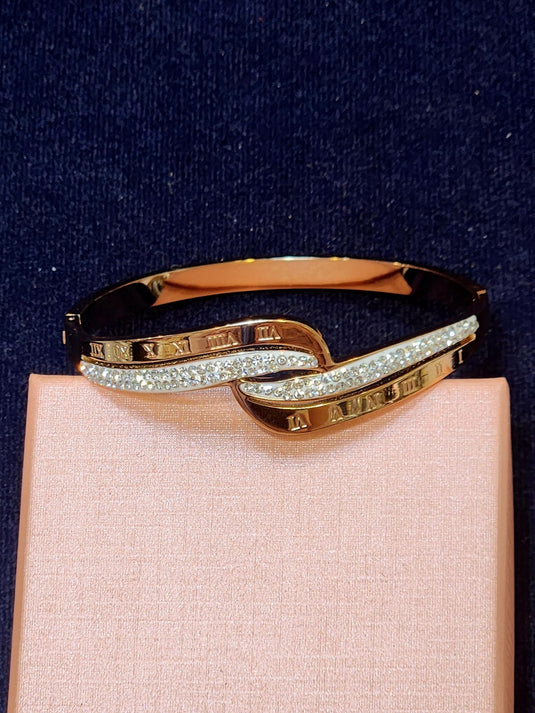 Classic Stainless Steel Crystal Cuff Bangle with Designs of Flowers, Clover, Butterfly, Tree of Life & Evil Eye