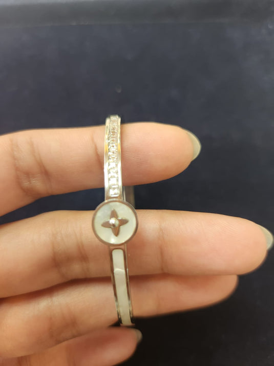 Stainless Steel Cuff Bangle Styled with Crystals