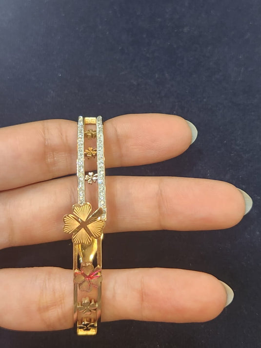 Stainless Steel Cuff Bangle Styled with Crystals