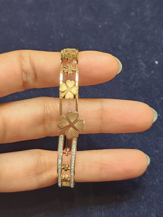 Stainless Steel Cuff Bangle Styled with Crystals