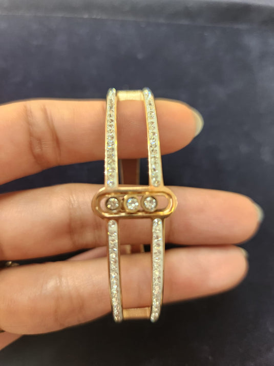 Stainless Steel Cuff Bangle Styled with Crystals