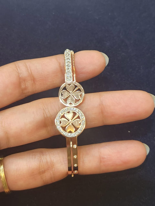 Stainless Steel Cuff Bangle Styled with Crystals