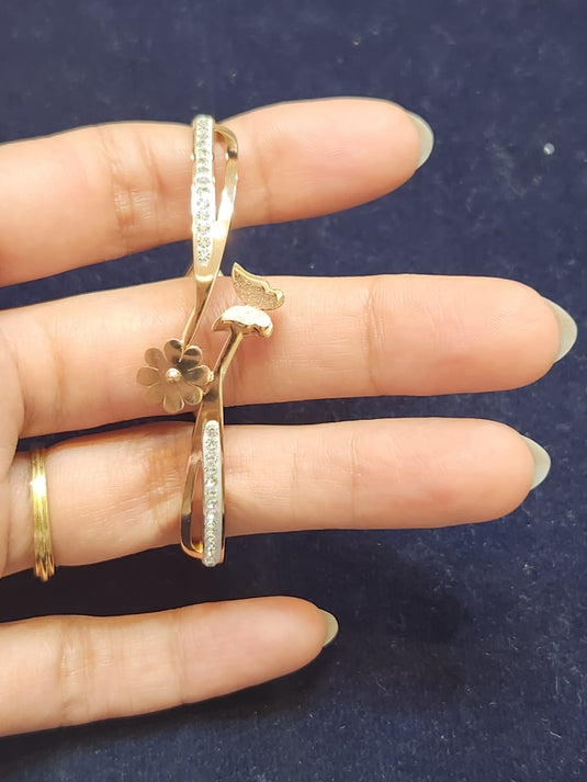 Stainless Steel Cuff Bangle Styled with Crystals