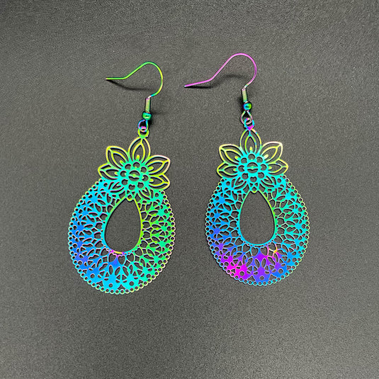 Korean Style Multi colored Filigree Earrings