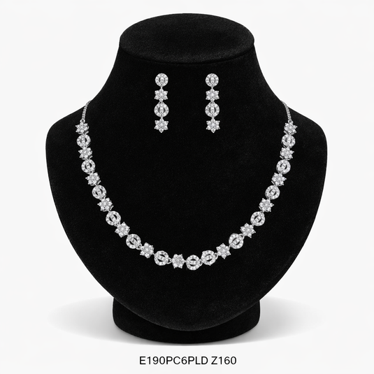 Premium AAA Grade Cubic Zircon / American Diamond Sets - Necklace & Earrings