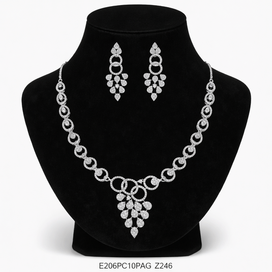 Premium AAA Grade Cubic Zircon / American Diamond Sets - Necklace & Earrings