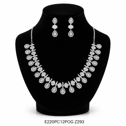 Premium AAA Grade Cubic Zircon / American Diamond Sets - Necklace & Earrings