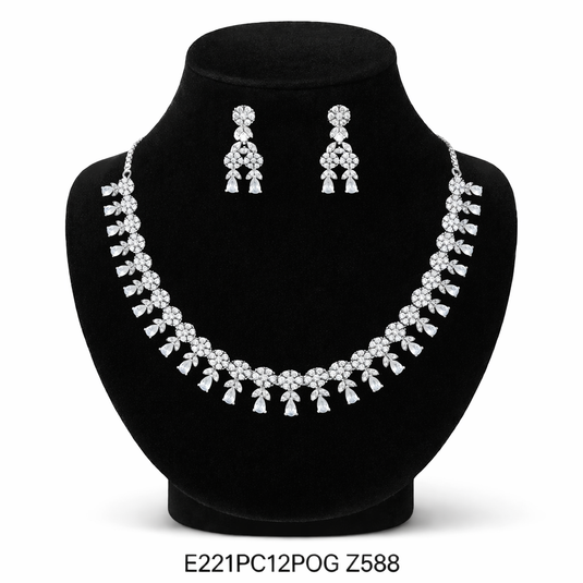 Premium AAA Grade Cubic Zircon / American Diamond Sets - Necklace & Earrings