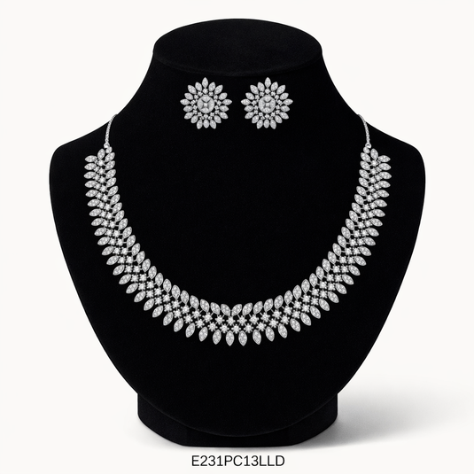 Premium AAA Grade Cubic Zircon / American Diamond Sets - Necklace & Earrings