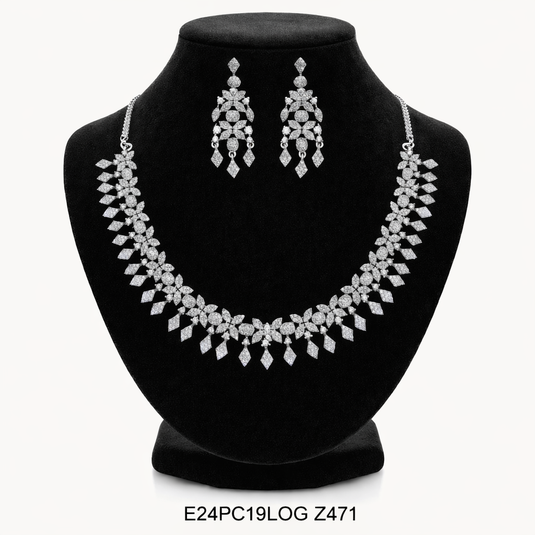 Premium AAA Grade Cubic Zircon / American Diamond Sets - Necklace & Earrings