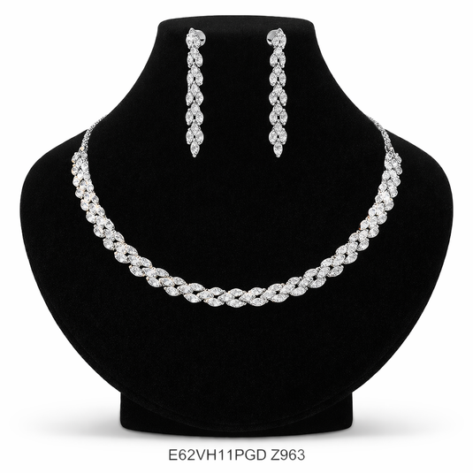 Premium AAA Grade Cubic Zircon / American Diamond Sets - Necklace & Earrings