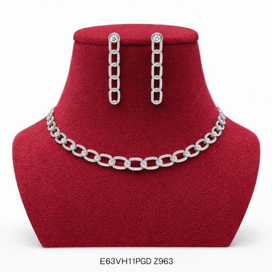 Premium AAA Grade Cubic Zircon / American Diamond Sets - Necklace & Earrings