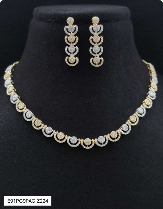 Premium AAA Grade Cubic Zircon/American Diamond Set - Necklace & Earrings
