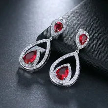 Luxury Premium Quality AD Collection Cubic Zircon Earrings - Red Drop Earrings