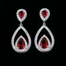 Luxury Premium Quality AD Collection Cubic Zircon Earrings - Red Drop Earrings