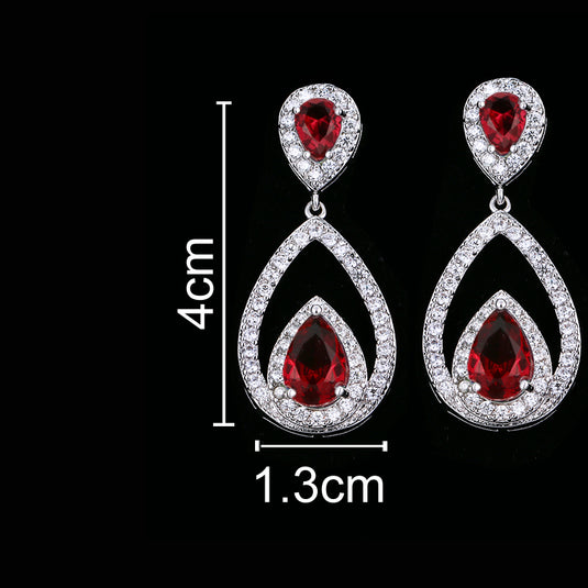 Luxury Premium Quality AD Collection Cubic Zircon Earrings - Red Drop Earrings