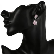 Luxury Premium Quality AD Collection Cubic Zircon Earrings - Pink Drop Earrings
