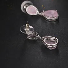 Luxury Premium Quality AD Collection Cubic Zircon Earrings - Pink Drop Earrings