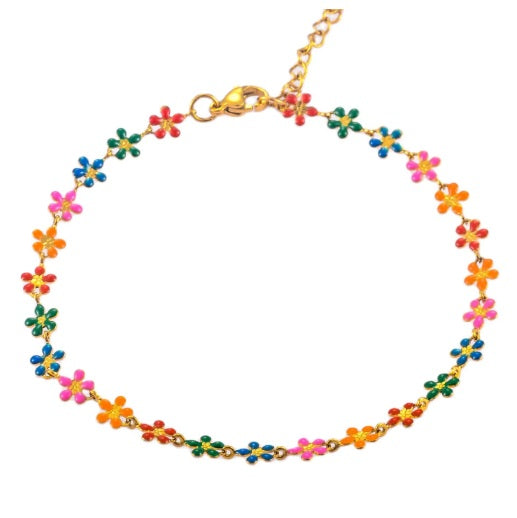 Flower Design Stainless Steel Charms Bracelet