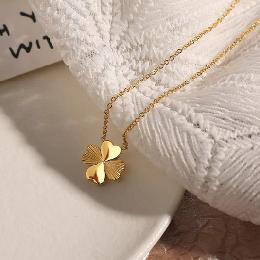 Four Leaf Heart Necklace in Stainless Steel
