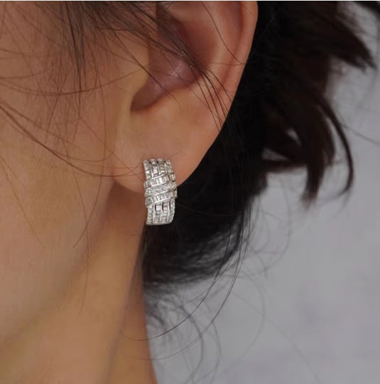 Luxury Premium Quality AD Collection Cubic Zircon Earrings - Small Hoop & Stud Earrings