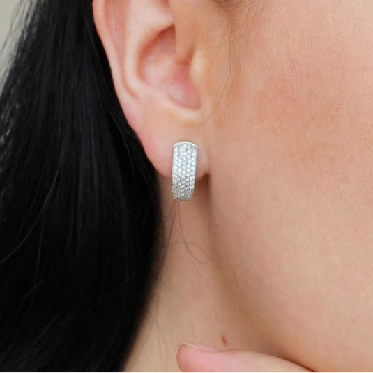 Luxury Premium Quality AD Collection Cubic Zircon Earrings - Small Hoop & Stud Earrings