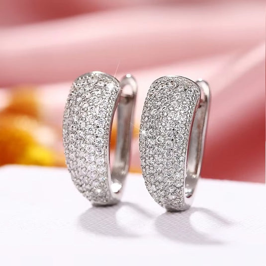 Luxury Premium Quality AD Collection Cubic Zircon Earrings - Small Hoop & Stud Earrings
