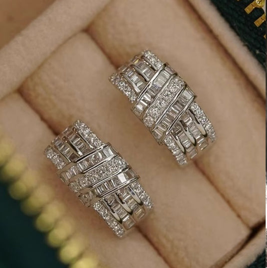 Luxury Premium Quality AD Collection Cubic Zircon Earrings - Small Hoop & Stud Earrings