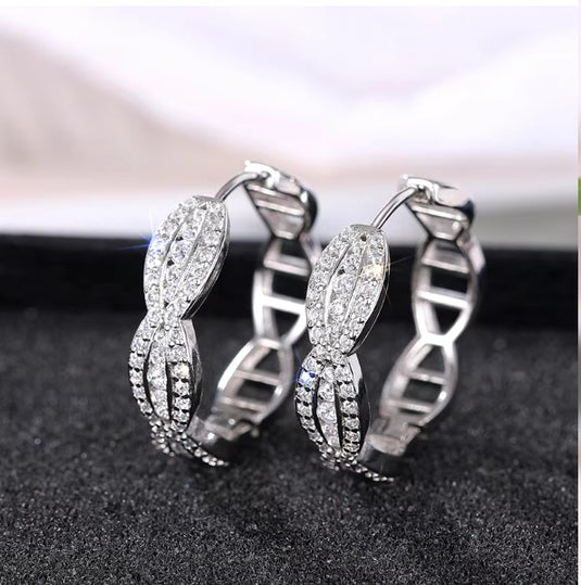 Luxury Premium Quality AD Collection Cubic Zircon Earrings - Small Hoop & Stud Earrings