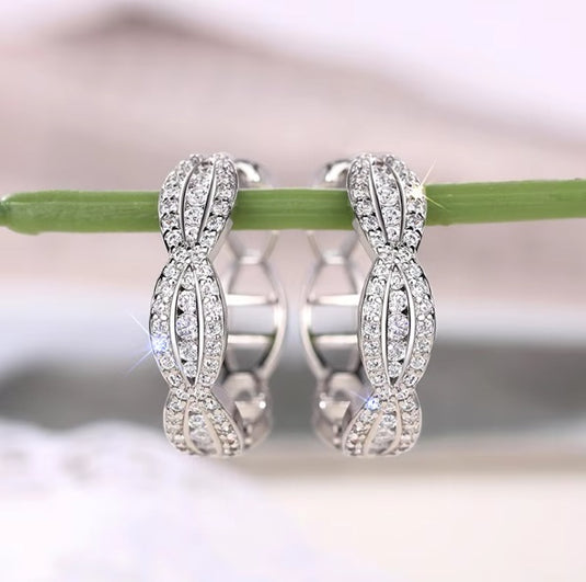 Luxury Premium Quality AD Collection Cubic Zircon Earrings - Small Hoop & Stud Earrings