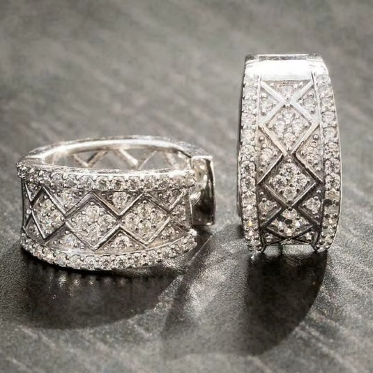 Luxury Premium Quality AD Collection Cubic Zircon Earrings - Small Hoop & Stud Earrings